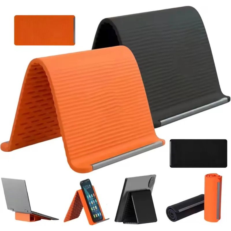 Tablet Stand Accessories - ที่วางโทรศัพท์ซิลิโคนแบบพับได้ ปรับระดับได้หลายมุม พกพาสะดวก สำหรับ iPhone, iPad,