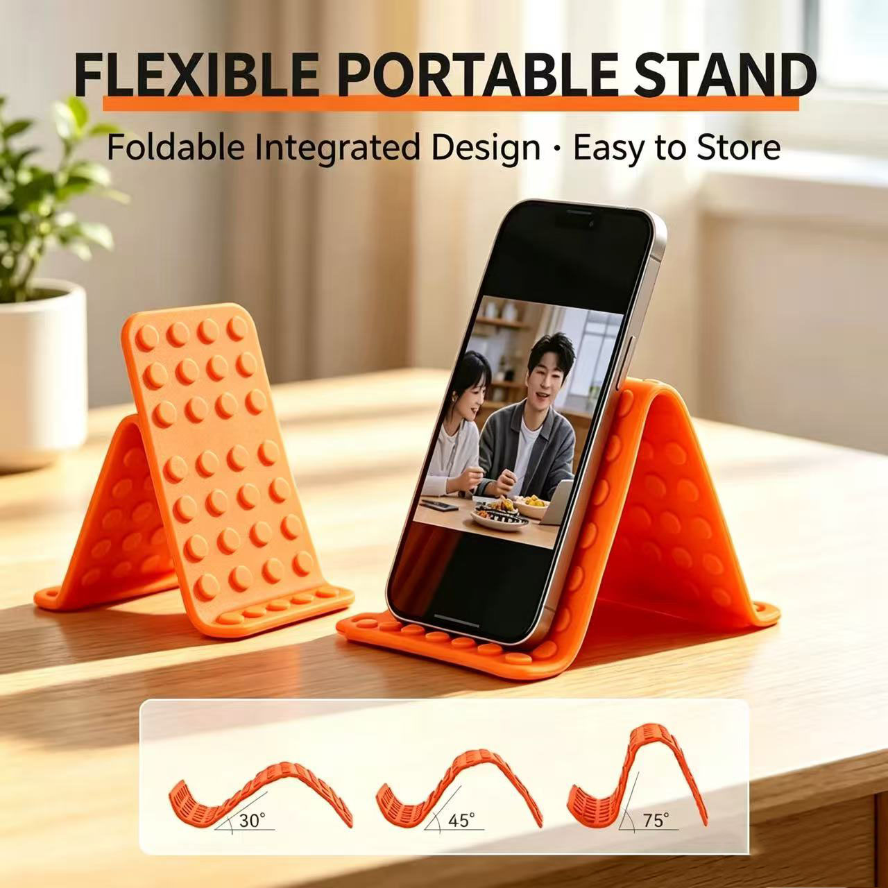 Tablet Stand Accessories - ขาตั้งโทรศัพท์แบบพกพา ปรับมุมได้ วัสดุซิลิโคน สำหรับวางบนโต๊ะ ใช้ได้กับแท็บเล็ตและแล็ปท็อป ขาตั้งพับได้พร้อมตะขอ