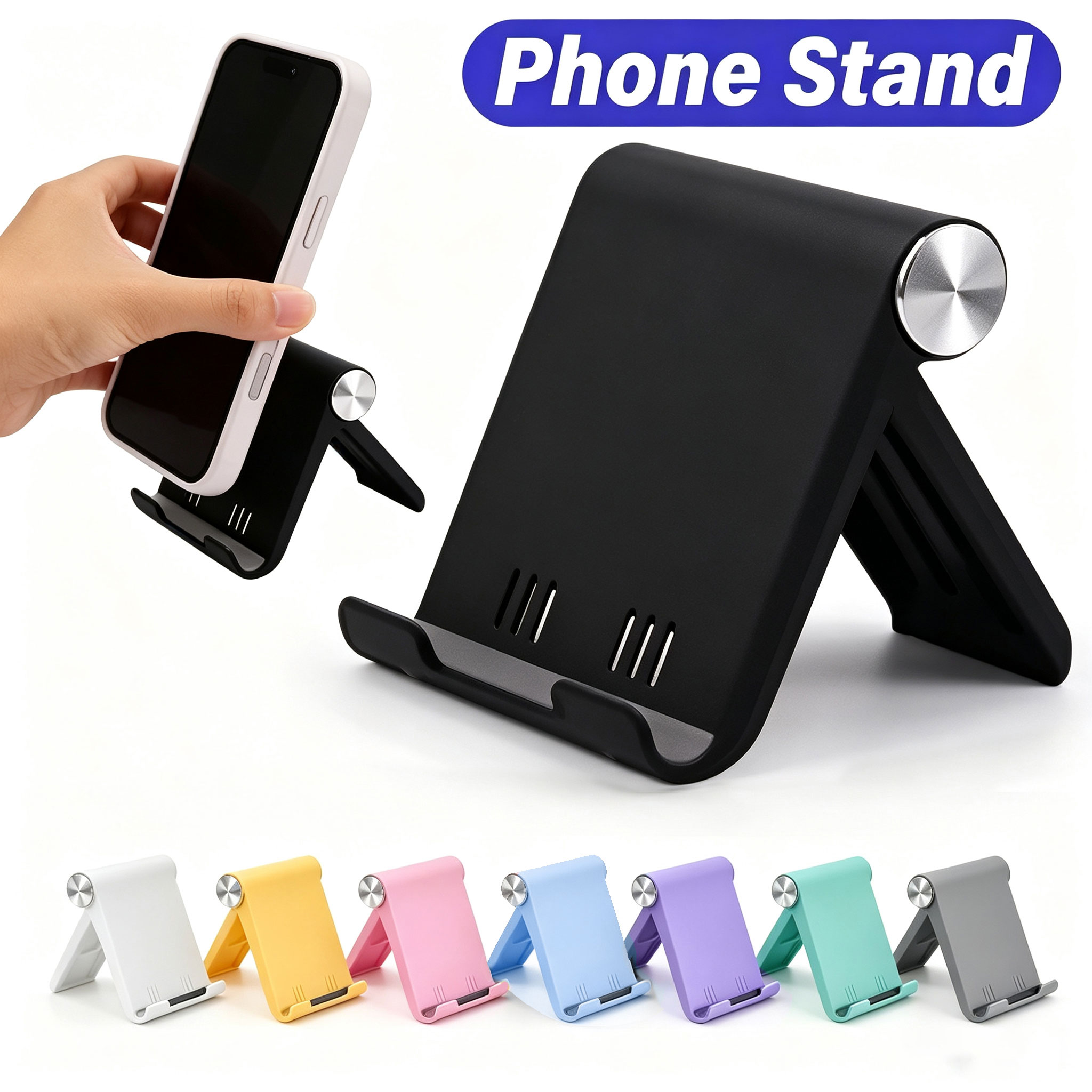 Tablet Stand Accessories - ขาตั้งโทรศัพท์แบบพับได้ 2 ชิ้น, ที่วางโทรศัพท์แบบปรับได้ 8 สี,