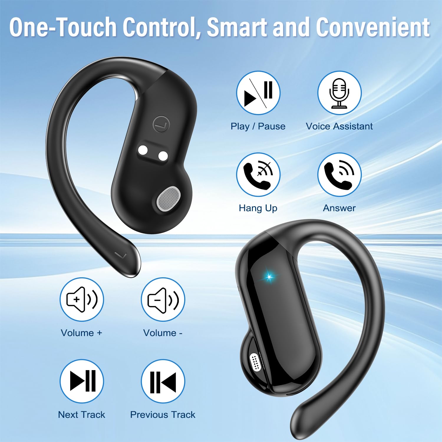 Wired Earphone Lightning - 2026 หูฟังแบบเปิดหูบลูทูธ 5.4 หูฟังไร้สาย 6.4 กรัม
