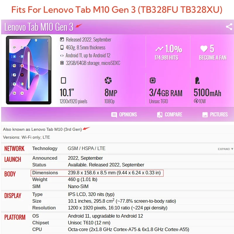 คาปาสำหรับเลอโนโวแท็บ M10 รุ่น - Tablet Accessories Lenovo บทวิจารณ์และราคา